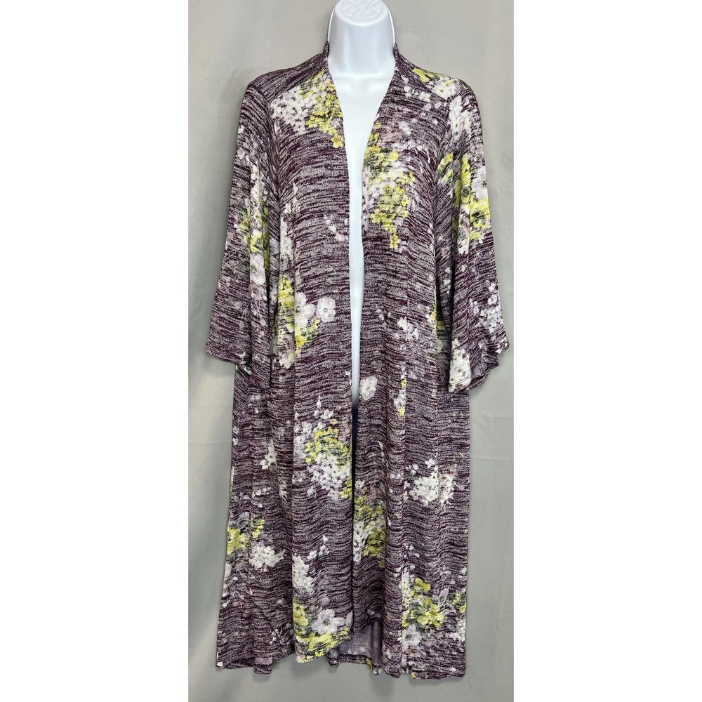 Torrid Purple Yellow Long Line Floral Open Women's Cardigan‎ 2X